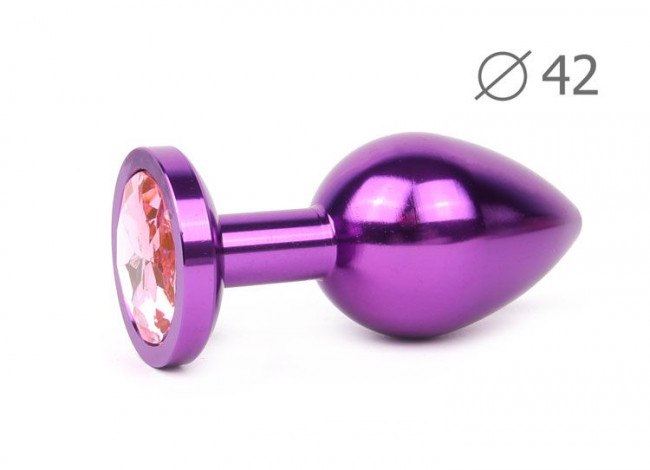 Коническая фиолетовая анальная втулка с розовым кристаллом - 9,3 см., Anal Jewelry Plug Коническая фиолетовая анальная втулка с розовым кристаллом - 9,3 см., Anal Jewelry Plug