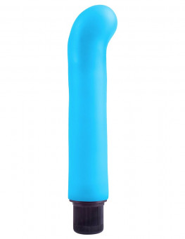 Голубой вибромассажер с загнутым кончиком XL G-Spot Softees - 16,2 см., Pipedream