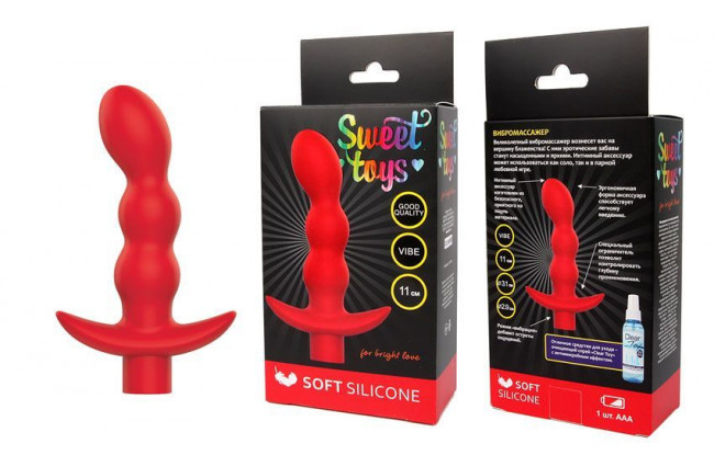 Красный вибратор Sweet Toys - 11 см., Bior toys