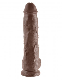 Большой коричневый фаллоимитатор с мошонкой 10" Cock with Balls на присоске - 25,4 см., Pipedream