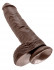 Большой коричневый фаллоимитатор с мошонкой 10" Cock with Balls на присоске - 25,4 см., Pipedream