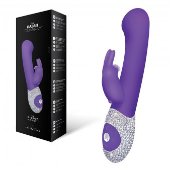 Фиолетовый вибромассажёр The G-spot Rabbit с украшенной стразами рукоятью - 22 см., The Rabbit Company