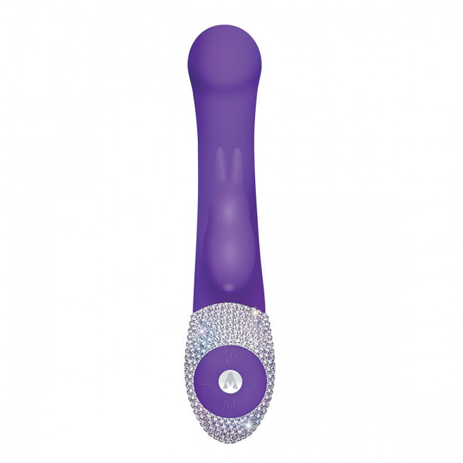 Фиолетовый вибромассажёр The G-spot Rabbit с украшенной стразами рукоятью - 22 см., The Rabbit Company