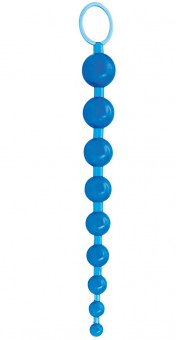 Голубая анальная цепочка Sex Please! Sexy Beads Blue - 27,9 см., Topco Sales
