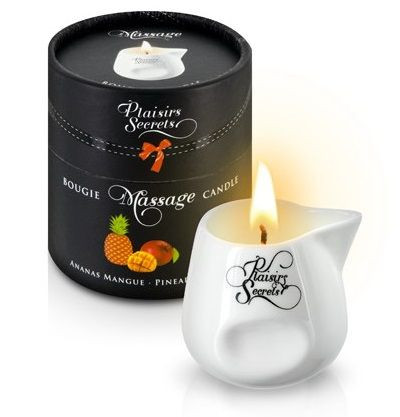 Массажная свеча с ароматом манго и ананаса Bougie de Massage Ananas Mangue - 80 мл., Plaisir Secret Массажная свеча с ароматом манго и ананаса Bougie de Massage Ananas Mangue - 80 мл., Plaisir Secret