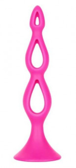 Розовая анальная елочка Silicone Triple Probe - 14,5 см., California Exotic Novelties