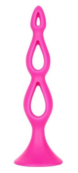Розовая анальная елочка Silicone Triple Probe - 14,5 см., California Exotic Novelties