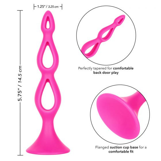 Розовая анальная елочка Silicone Triple Probe - 14,5 см., California Exotic Novelties