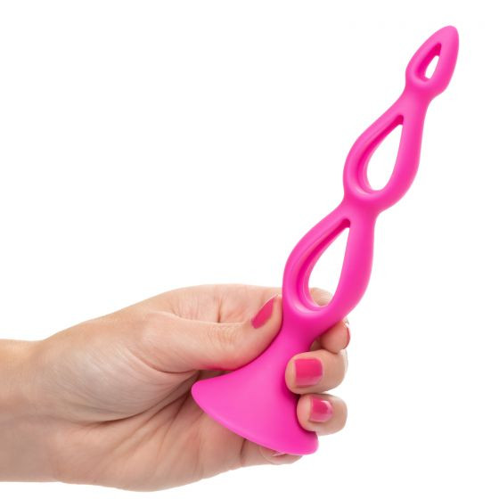 Розовая анальная елочка Silicone Triple Probe - 14,5 см., California Exotic Novelties