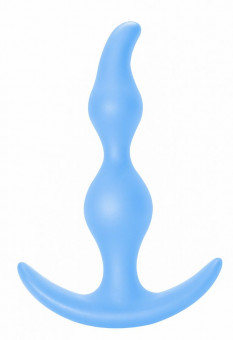 Голубая анальная пробка Bent Anal Plug Black - 13 см., Lola toys