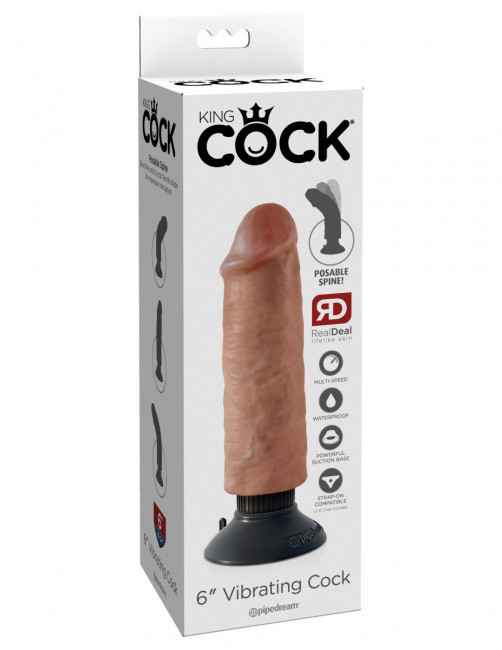 Вибромассажер-мулат 6" Vibrating Cock - 17,8 см.