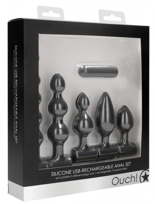 Черный анальный вибронабор USB-Rechargeable Anal Set