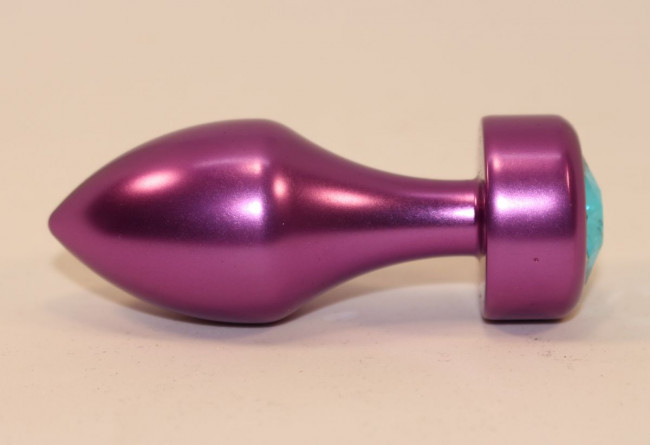 Фиолетовая анальная пробка с голубым кристаллом - 7,8 см., 4sexdreaM