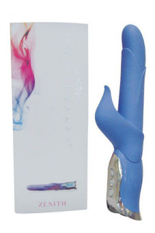 Голубой многорежимный вибратор с клиторальным стимулятором Zenith - 17,8 см., Vibe Therapy