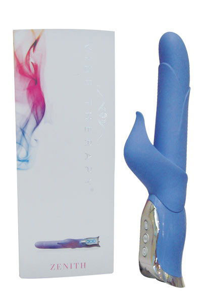 Голубой многорежимный вибратор с клиторальным стимулятором Zenith - 17,8 см., Vibe Therapy Голубой многорежимный вибратор с клиторальным стимулятором Zenith - 17,8 см., Vibe Therapy