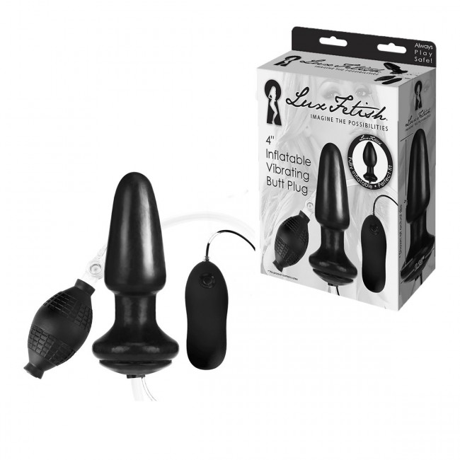 Надувная вибрирующая анальная пробка  Inflatable Vibrating Butt Plug - 10,2 см., Lux Fetish