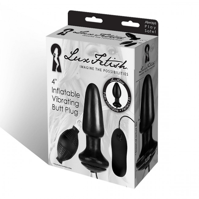 Надувная вибрирующая анальная пробка  Inflatable Vibrating Butt Plug - 10,2 см., Lux Fetish