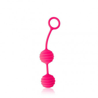 Розовые вагинальные шарики с ребрышками Cosmo, Bior toys