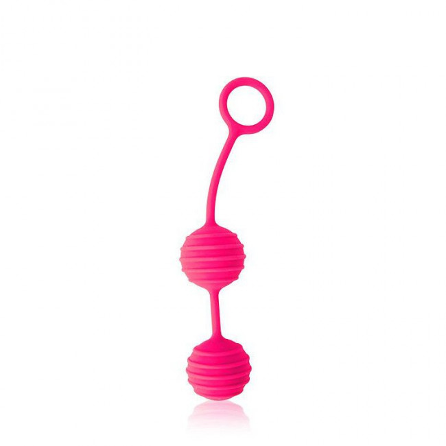 Розовые вагинальные шарики с ребрышками Cosmo, Bior toys