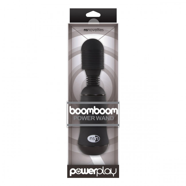 Чёрный вибромассажёр для эрогенных зон BoomBoom Power Wand - 18 см., NS Novelties