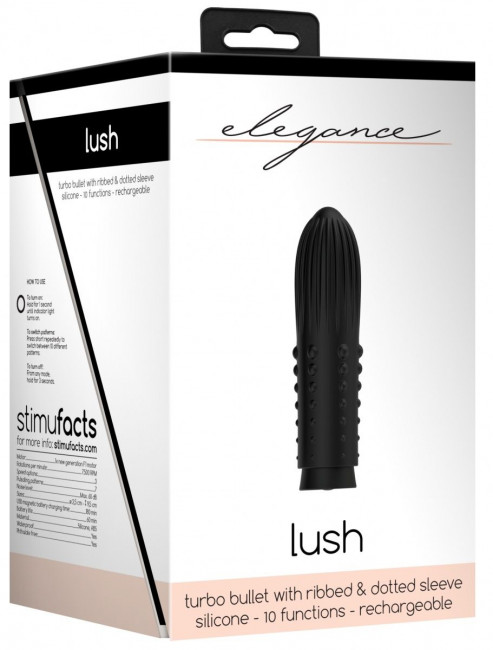 Черная вибропуля Turbo Rechargeable Bullet Lush - 9,8 см., Shots Media BV