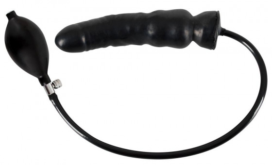 Чёрный надувной фаллоимитатор из латекса Inflatable Latex Dildo - 20 см., Orion