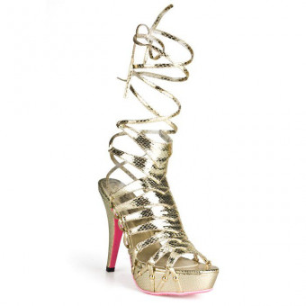 Золотистые босоножки из искусственной змеиной кожи Snake Style, Hustler Shoes