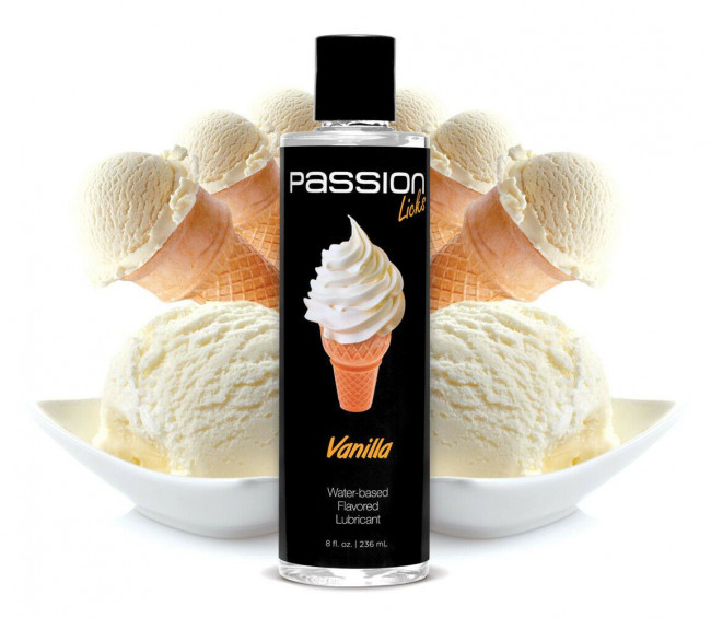 Смазка на водной основе Passion Licks Water Based Flavored Lubricant с ароматом ванили - 236 мл. Смазка на водной основе Passion Licks Water Based Flavored Lubricant с ароматом ванили - 236 мл.
