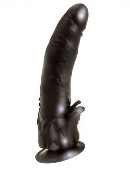 Чёрный фаллоимитатор с клиторальными лепестками - 18,5 см., LOVETOY (А-Полимер)