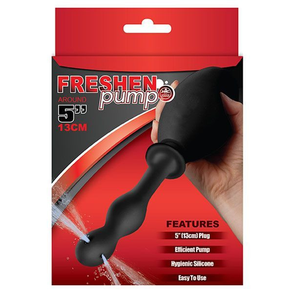 Чёрный анальный душ FRESHEN PUMP с фигурным наконечником, NMC