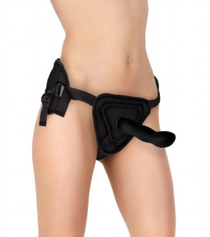 Чёрный страпон Deluxe Silicone Strap On 8 Inch с волнистой насадкой - 20,5 см., Shots Media BV