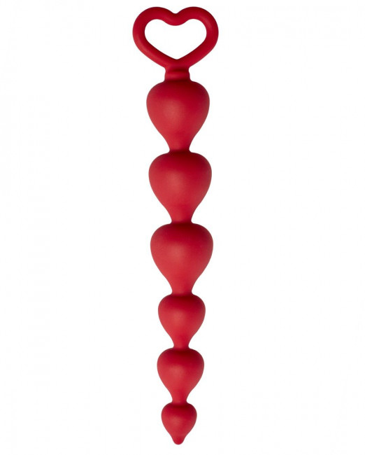 Бордовая анальная цепочка Heart Ray - 17,5 см., Le Frivole