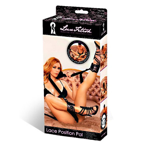 Розово-черная кружевная поддержка для шеи с манжетами на лодыжки, Lux Fetish Розово-черная кружевная поддержка для шеи с манжетами на лодыжки, Lux Fetish