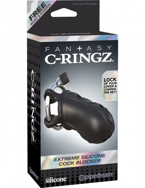 Черный замок верности Extreme Silicone Cock Blocker, Pipedream