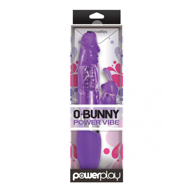 Фиолетовый вибратор с вращением бусин и клиторальным зайчиком Power Play O-Bunny - 21,5 см., NS Novelties Фиолетовый вибратор с вращением бусин и клиторальным зайчиком Power Play O-Bunny - 21,5 см., NS Novelties