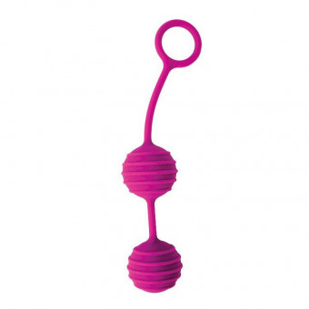 Ярко-розовые вагинальные шарики с ребрышками Cosmo, Bior toys