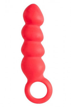Красный анальный  фаллоимитатор BULBED INVADER с кольцом - 14 см., Dream Toys
