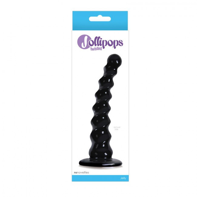 Рифленый черный анальный стимулятор Jollipops - 15,2 см., NS Novelties