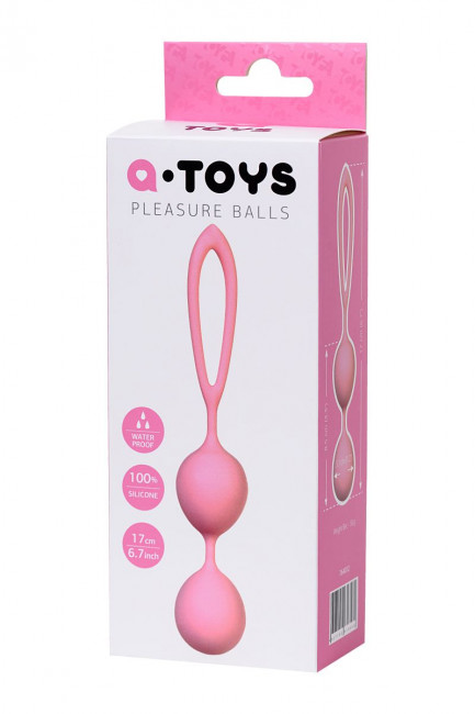 Розовые силиконовые вагинальные шарики с ограничителем-петелькой, A-toys Розовые силиконовые вагинальные шарики с ограничителем-петелькой, A-toys