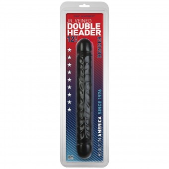 Черный двухголовый фаллоимитатор Jr. Veined Double Header 12" Bender - 30,5 см., Doc Johnson