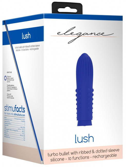Синяя вибропуля Turbo Rechargeable Bullet Lush - 9,8 см., Shots Media BV