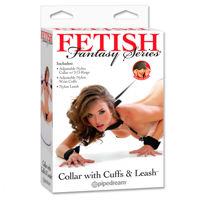 Набор для бондажа Collar with Cuffs and Leash, Pipedream