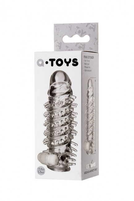 Насадка на пенис TOYFA A-Toys с вибропулей и шипами - 13,4 см., A-toys Насадка на пенис TOYFA A-Toys с вибропулей и шипами - 13,4 см., A-toys