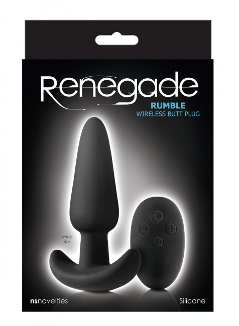 Чёрная анальная вибропробка с пультом ДУ Renegade Rumble Wireless Plug - 10 см., NS Novelties