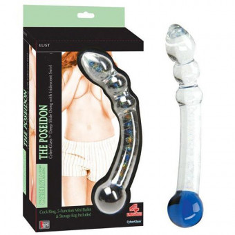 Анальный стимулятор из стекла с синим шаром в основании The Poseidon - 21,6 см., Dream Toys