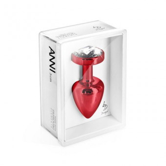 Красный алюминиевый анальный плаг ANNI round red T1 - 6 см., DIOGOL