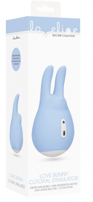 Голубой клиторальный стимулятор Love Bunny - 9,4 см.
