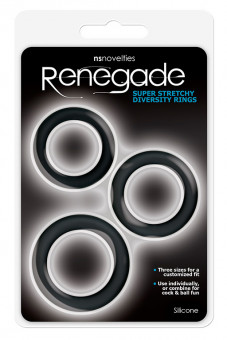 Набор из 3 чёрных эрекционных колец Renegade Diversity Rings Black, NS Novelties