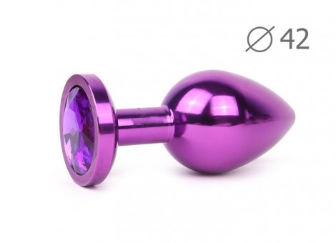 Коническая фиолетовая анальная втулка с фиолетовым кристаллом - 9,3 см., Anal Jewelry Plug