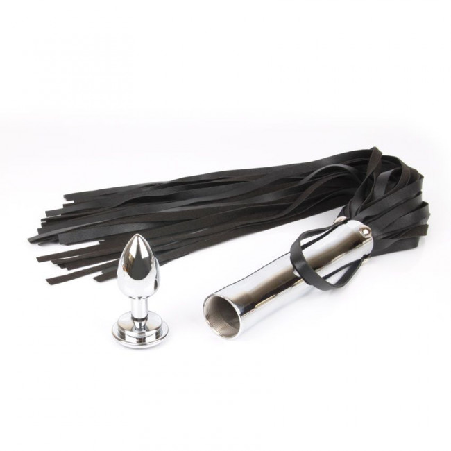 Черная плетка Notabu с черным кристаллом на рукояти - 58 см., Bior toys